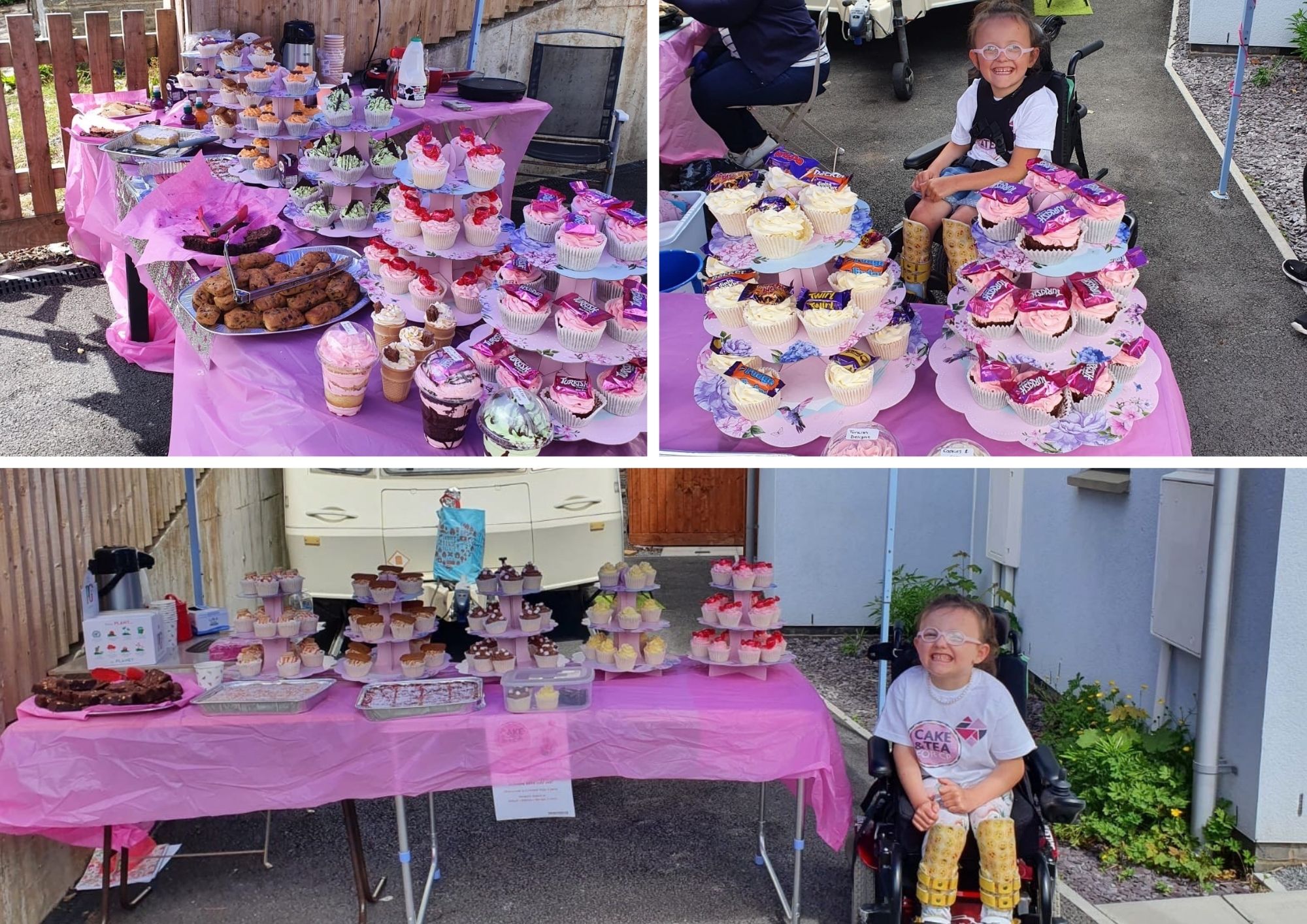 little girl by a cake sale