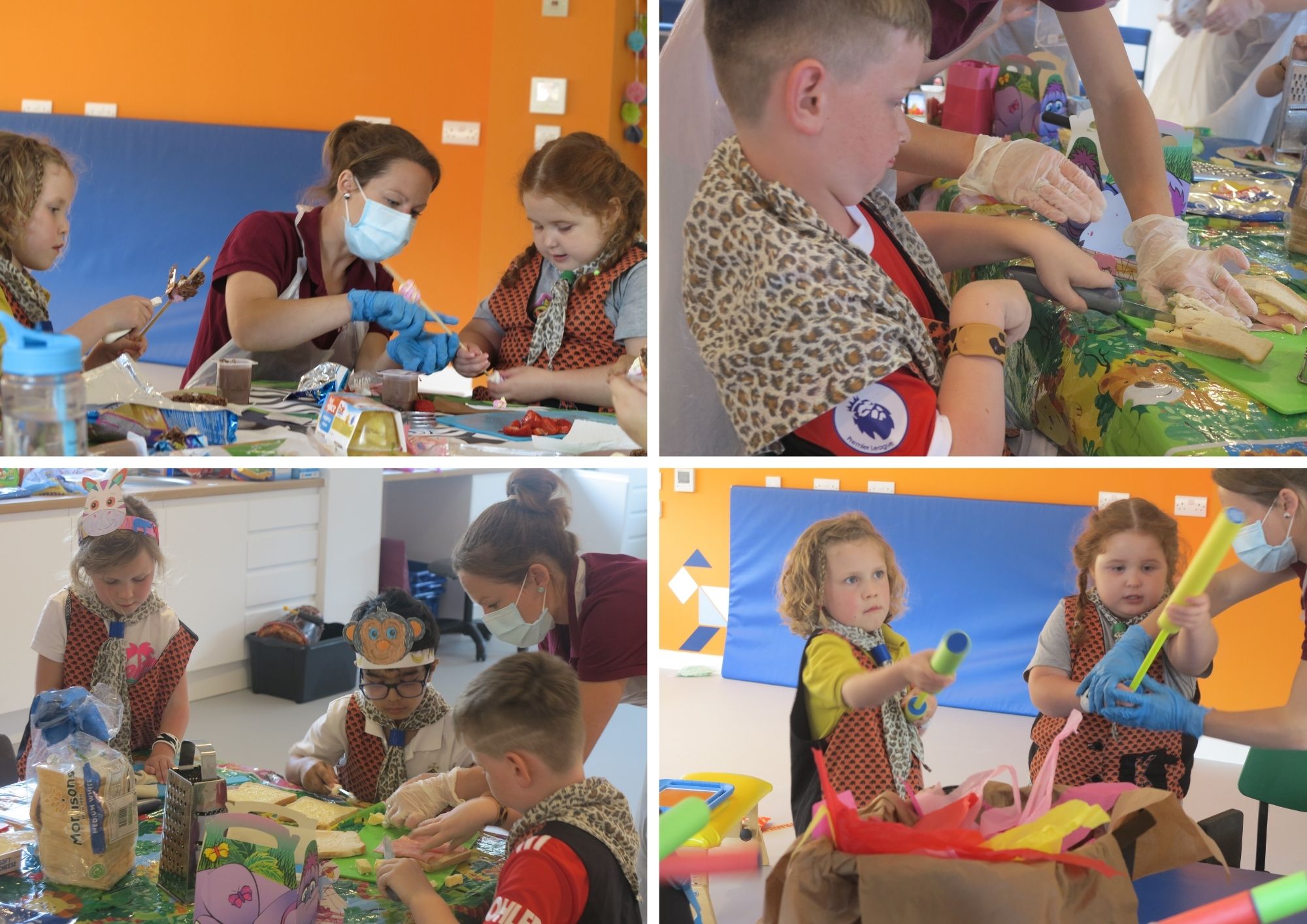 A group of children working on different tasks