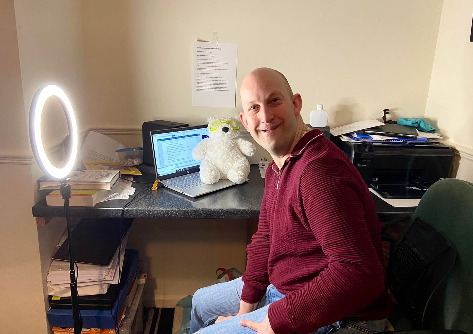 Author at his desk