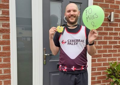 Fundraiser in Cerebral Palsy running vest