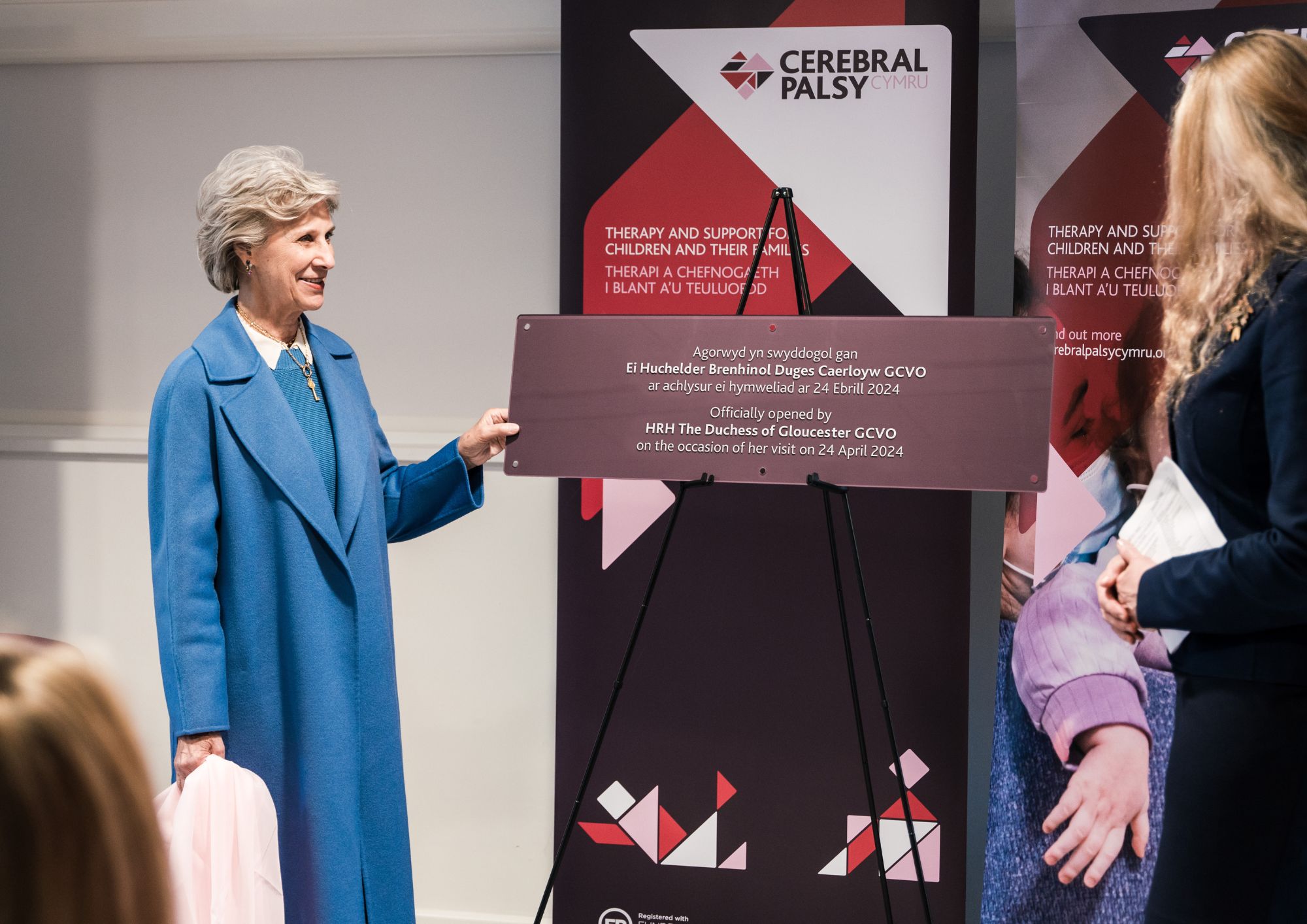 The Duchess of Gloucester stood next to the official opening plaque