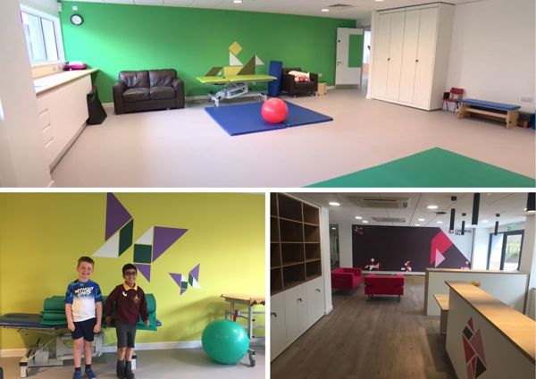 images inside a therapy room at Cerebral Palsy Cymru's new children's centre