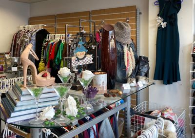 Photograph of the inside of our Crwys Road charity shop.