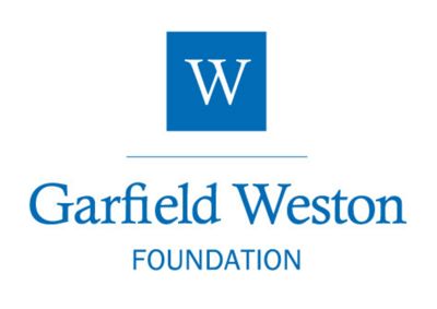Garfield Weston Foundation logo, blue text against a white background, with a blue graphic above the text.