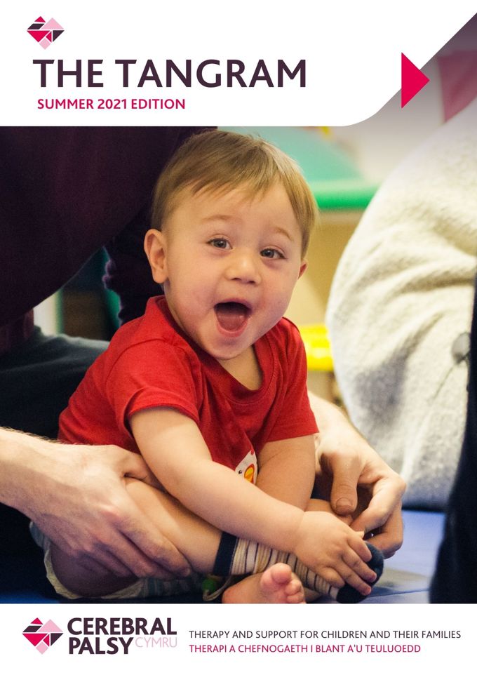 Screenshot of Tangram Newsletter, Summer 2021 Edition. Photograph shows young boy sitting cross-legged, looking up at the camera.