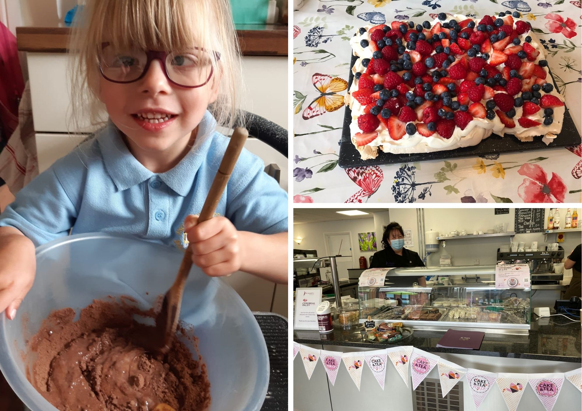 Little girl with a mixing bowl making a cake